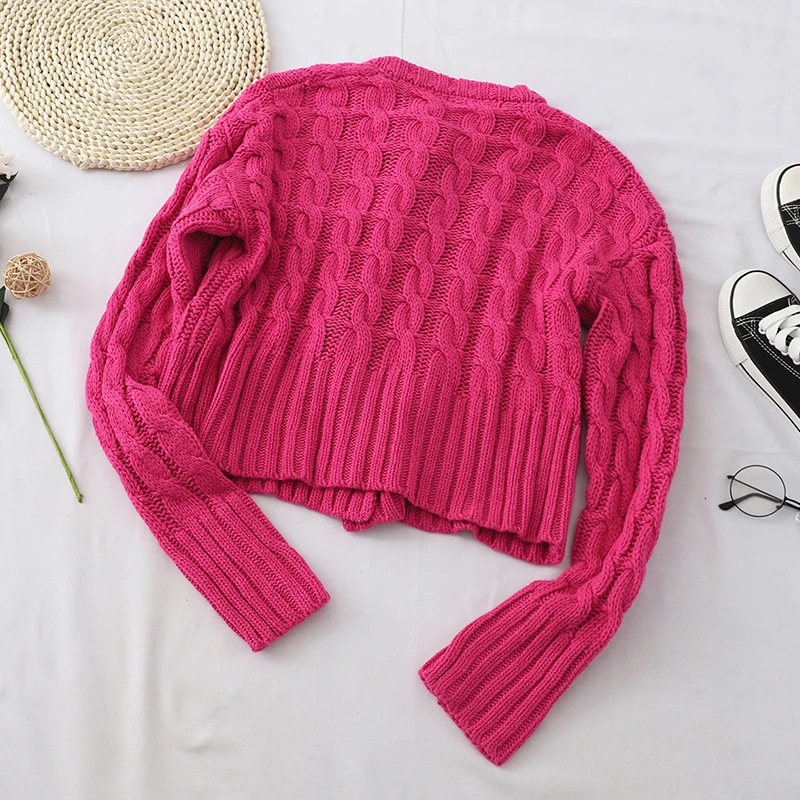 Женский короткий свитер из пеньковой ткани Gagarich вязаный кардиган для школьниц