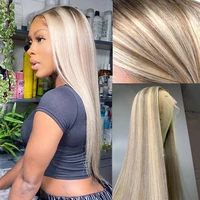 ash blonde highlight full lace human hair wigs for women pre plucked 13x6 straight lace front wig remy hairtranparent lace wigs