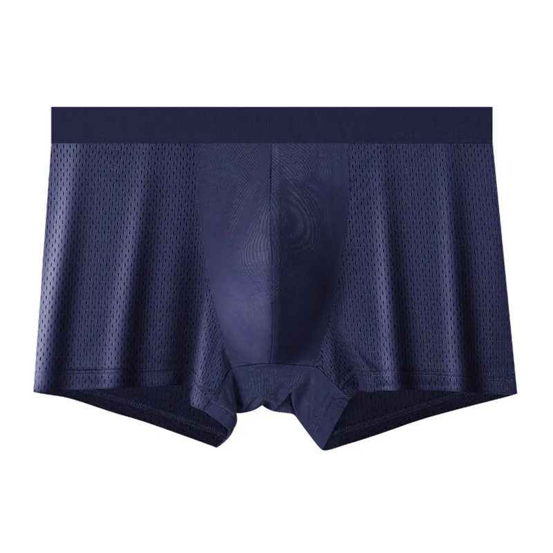 

5Pcs XL-8XL Mens Underwear Ice Silk Mesh Men Shorts Breathable And Cool Male Panties Mid-Waist Underpants Solid Color Man Boxer