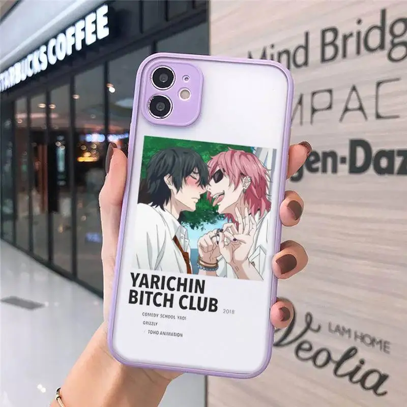 

Yarichin bitch Club Anime Phone Cases Matte Transparent For iPhone 12 Mini 11 Pro XR XS Max 7 8 Plus X Hard PC Back Cover