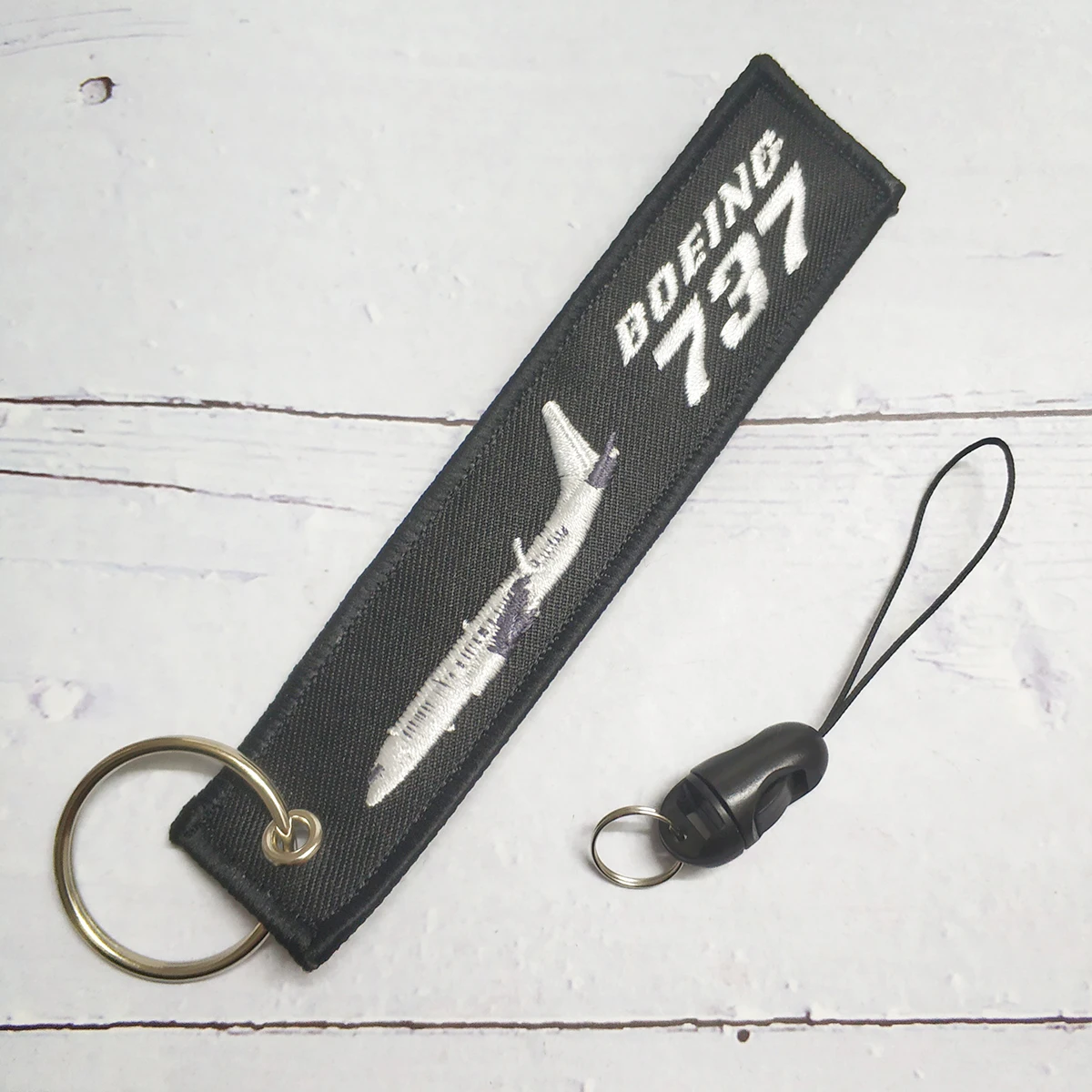 Black Embroidery Boeing 737 Pilot Phone Strap for Wrist Strap for ID Card Gym Phone Case Straps Badge Camera String for Aviator