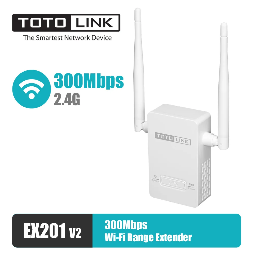 TOTOLINK EX201 V2 Wifi расширитель диапазона скорость 300 Мбит/с 2 * 4dBi антенны для