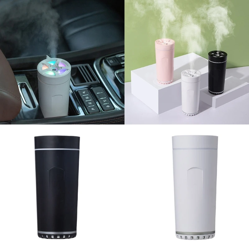 

Personal Mute USB Car Air Humidifier Bottle Nano Spray Humidifier Box No Leaking w/ 7 Color Night Light for Home Office