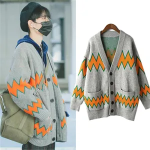 Женский трикотажный кардиган, в стиле ретро, с V-образным вырезом, на пуговицах, теплая верхняя одежда, весна-осень, XA69, 2022