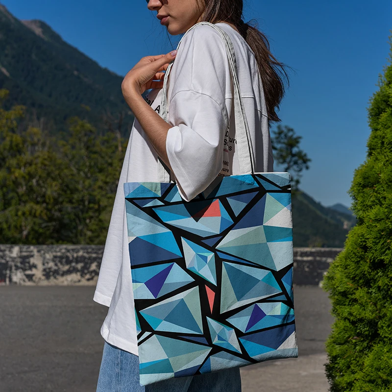 

Canvas bag Shopper-bags Cloth Beach-totes Large Casual Canvas Simple New-brand Tote-bag Large-capacity Print Foldable