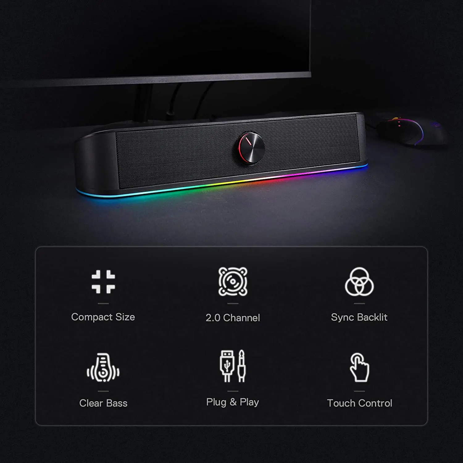 Настольный Саундбар Redragon GS560 RGB 2 0 каналов компьютерная колонка