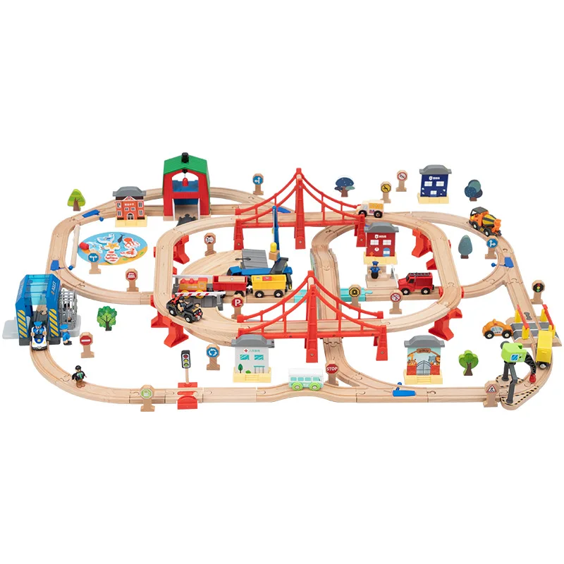 

Двойной мост деревянный поезд трек набор масштабная сцена имитация деревянная железная дорога обучающая игрушка для детей подарки на день ...