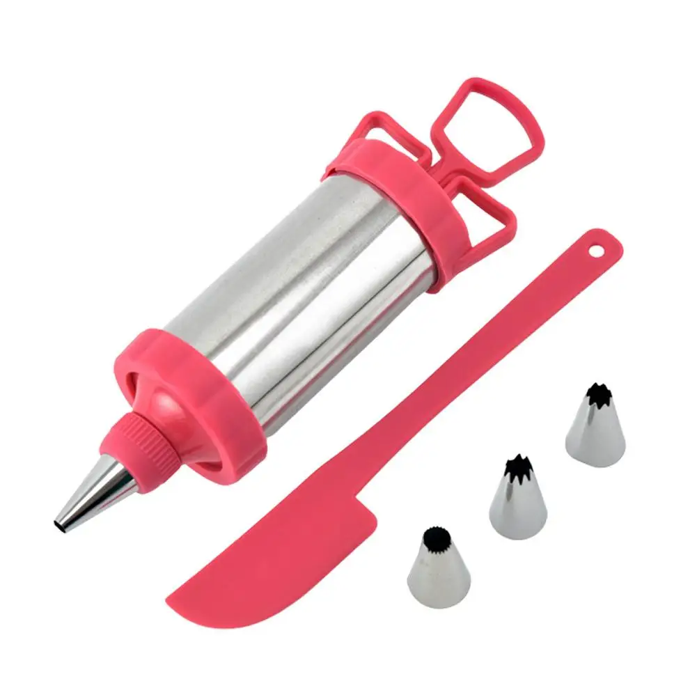 

Baking Cake Decorating Tool Stainless Steel Pastry Filling Injector Syringe Decorating Kit Dessert Decorator With 3 Tips 1 Spatu