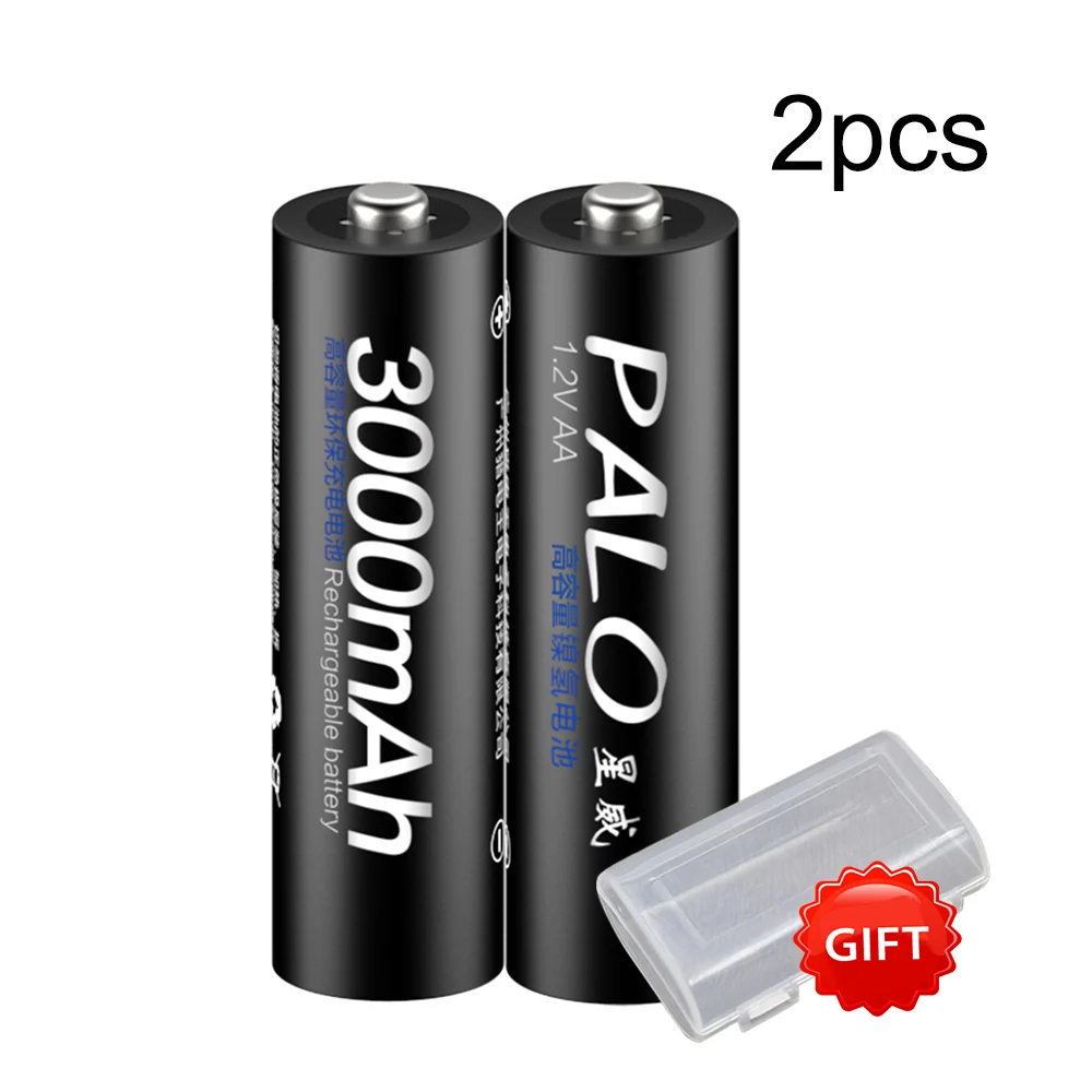 PALO 2~ 8 шт 1,2 V AA перезаряжаемые батареи 3000mah AA NiMH 1,2 V Ni-MH 2A предварительно заряженные аккумуляторные батареи для камеры игрушки - Цвет: 2pcs AA