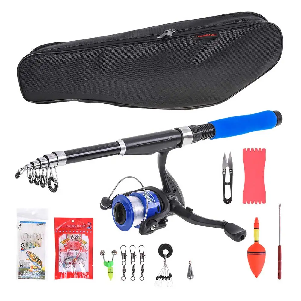 

LEO Fishing Rod Full Kits with Telescopic Fishing Pole and Spinning Reel Baits Hooks for Adults Travel