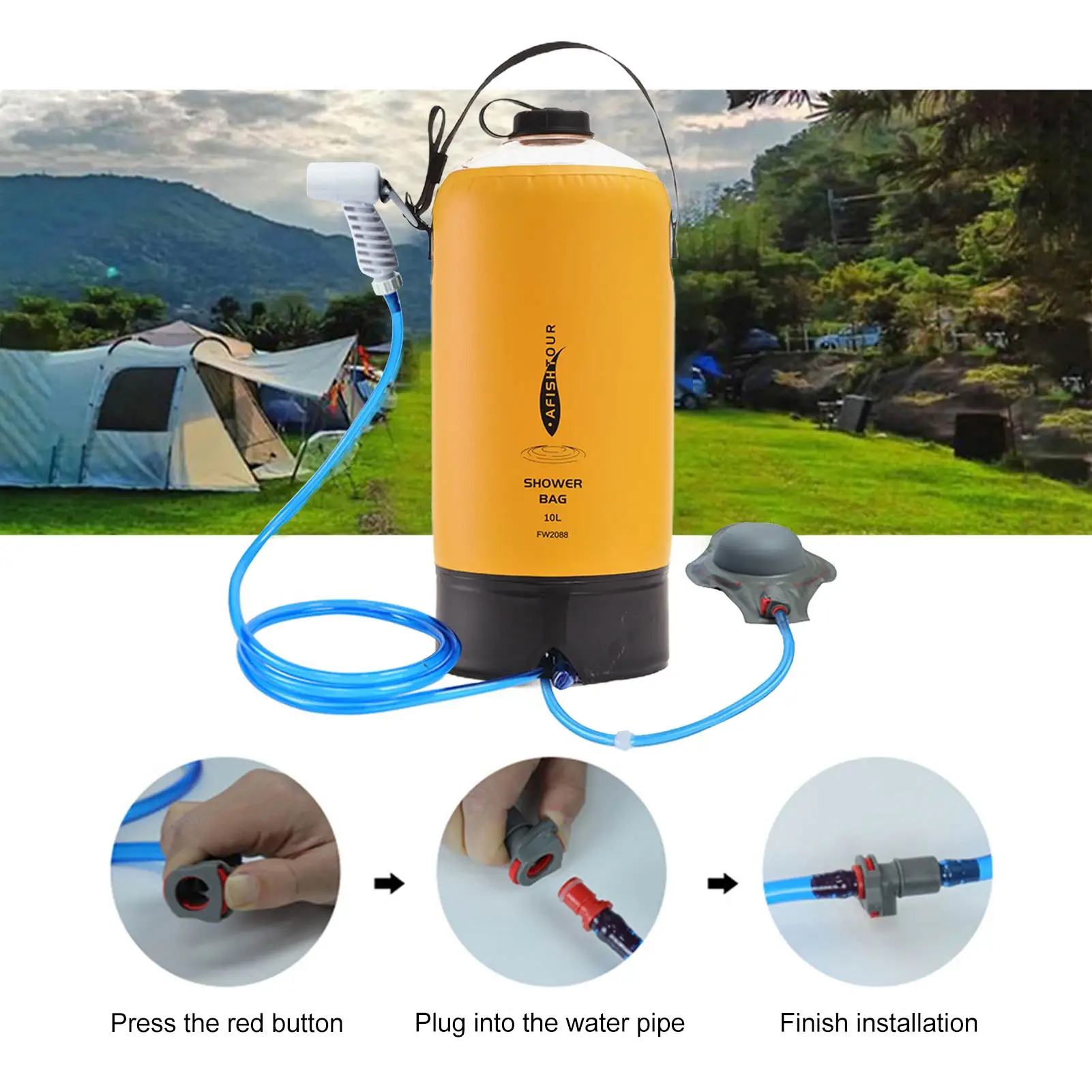 

Water Bags 10L Outdoor Camping Hiking Solar Shower Bag Heating Camping Shower Climbing Hydration Bag Hose best service