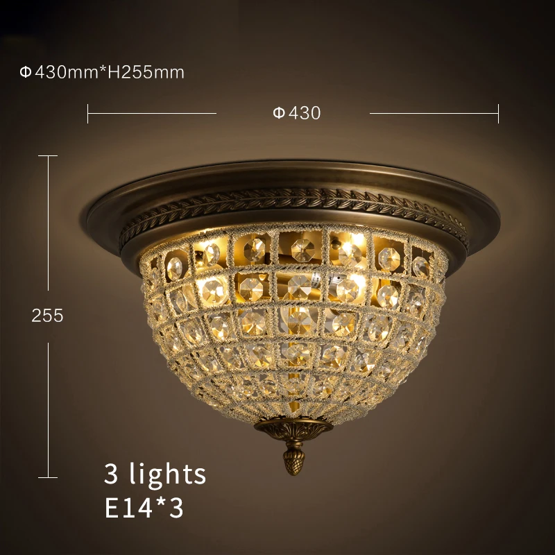 

Vintage bronze ceiling light crystal flush mount ceiling lamps E14 luxury lamp in kitchen corridor bedroom hallway light fixture