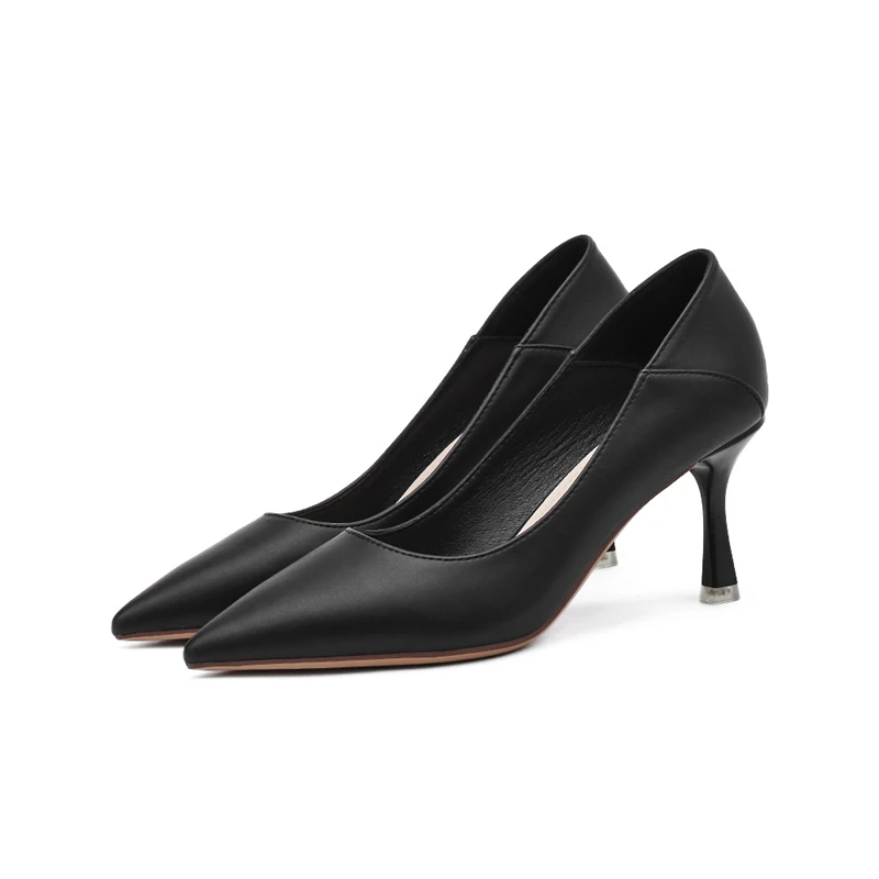 

Women's shoes autumn 2021 new Korean version of pointed toe nude high heels soft leather solid color ladies single shoes