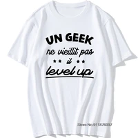 a geek doesnt age level up t shirt humor geek funny message birthday gift idea nerds cotton short sleeves