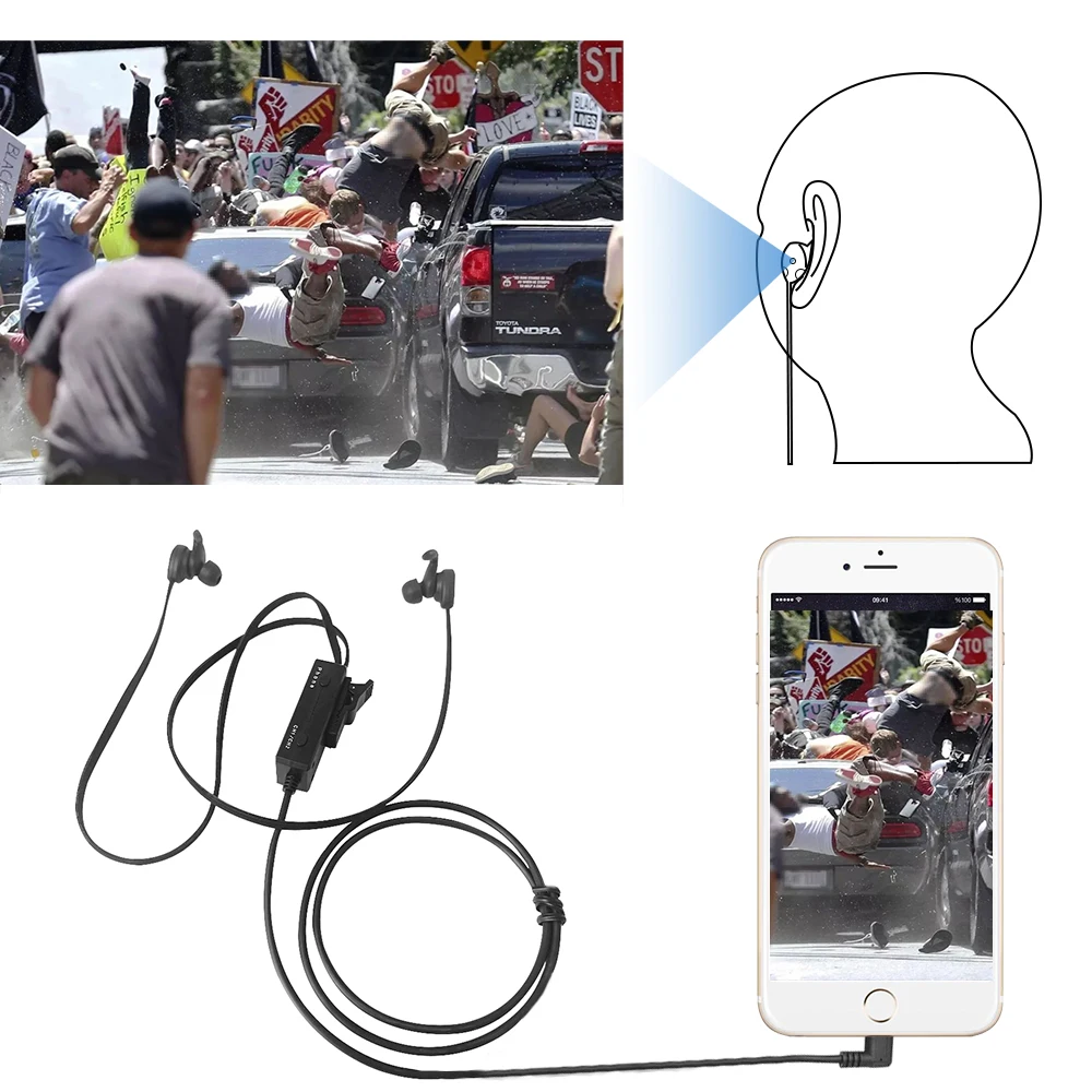 Наушники с двойным объективом проводная USB-камера зажимом для ушей веб-камера BT и