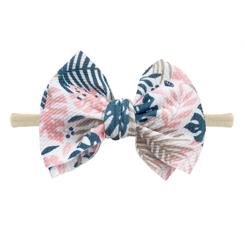 

Small Bows Baby Hair Rope Newborn Flower Printed Hairpins For Girls Soft Kids Women Hair Accessories 2021 NEW