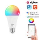 Умная Светодиодная лампа RGB 7 Вт E27, таймер, поддержка приложения Tuya Smart Life Smartthings, голосовое управление Alexa Google Home, концентратор Zigbee