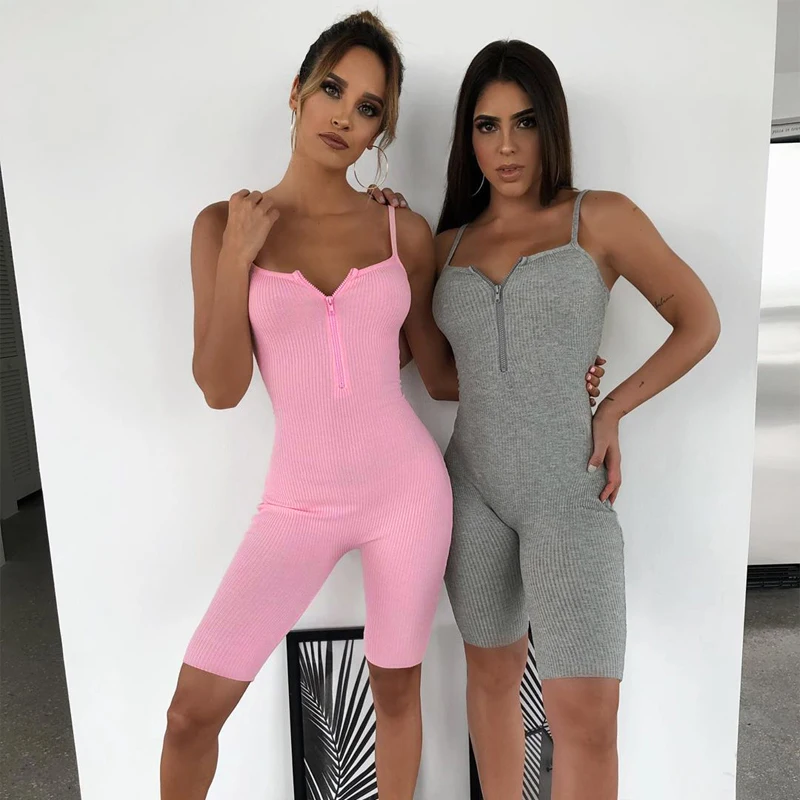 

Sexy suspenders with low-cut zipper V neck for exercise and fitness jumpsuits