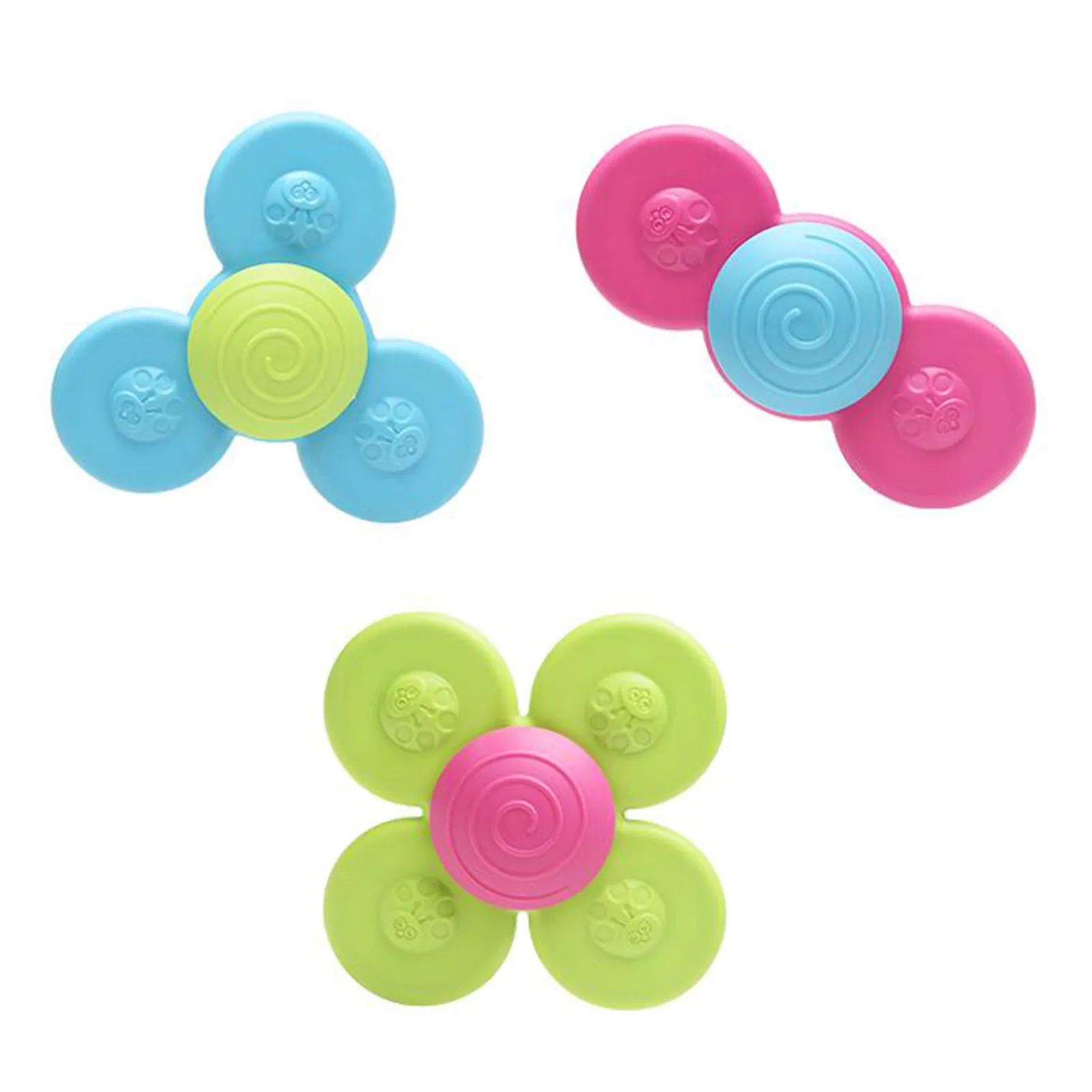 

Pcs Silicone Baby ADHD Stress Relief Toy Suction Cup Trispinner Flower Shape Toy For Baby Fun Grasping Spinning Outgoing