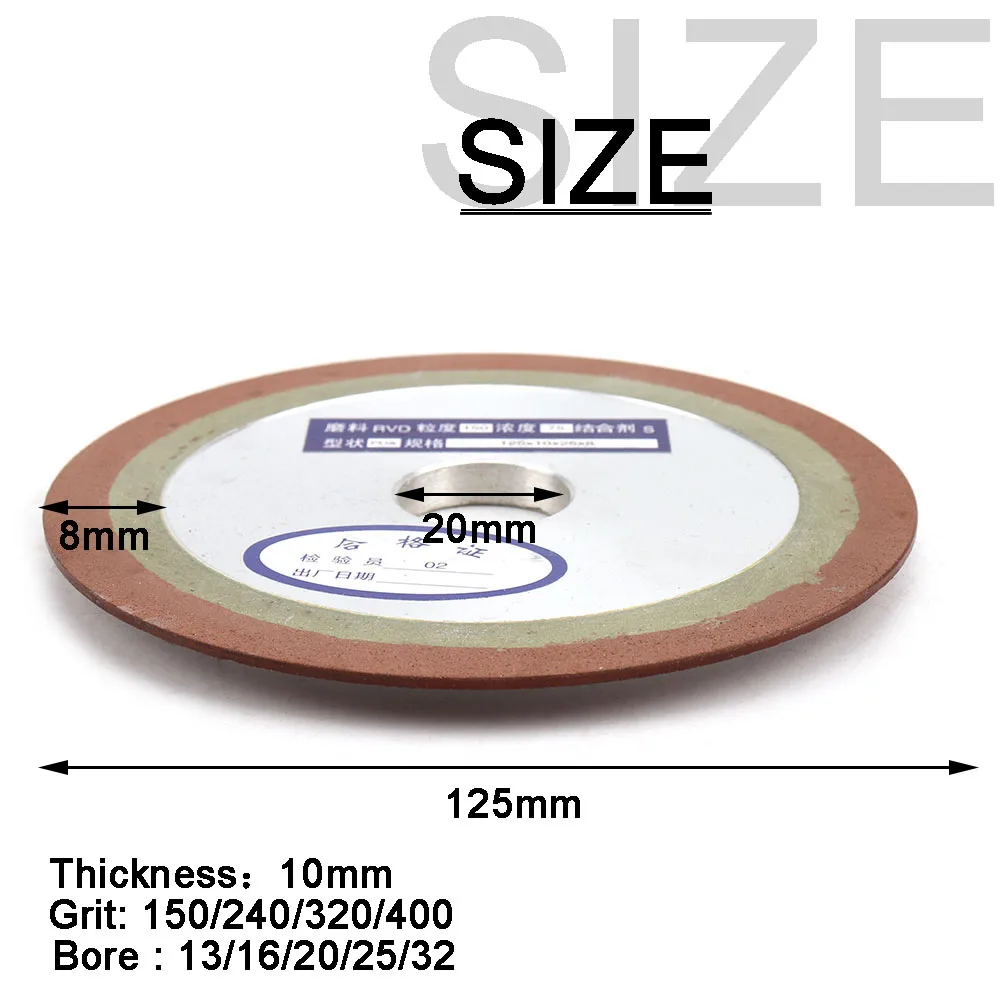 Алмазный шлифовальный круг 125 мм зернистость 150/240/320/400 для точильного станка из