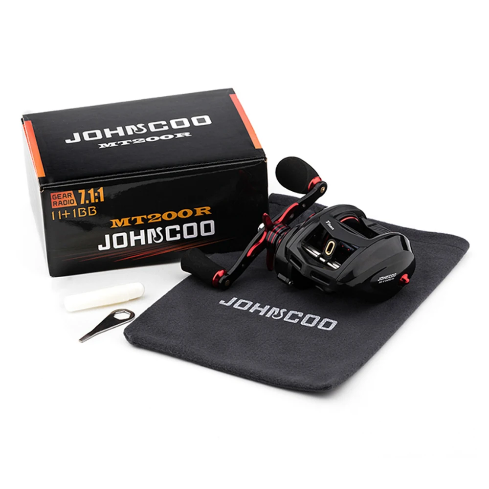 

JOHNCOO MT200 Bait Casting Reel Big Game 13kg Max Drag jig Reel 11+1 BB 7.1:1 Aluminium Alloy Body Jigging Fishing Reel