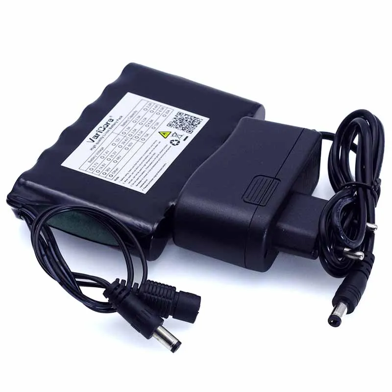 

VariCore Portable Super 18650 Rechargeable Li-lon battery pack capacity DC 12 V 6800 Mah CCTV Cam Monitor 12.6V 1A Charger