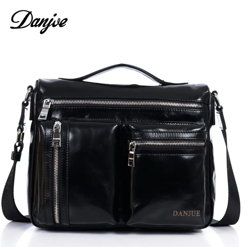 

DANJUE Luxury genuine leather men bag brand handbags vintage male shoulder messenger bags business men briefcase laptop