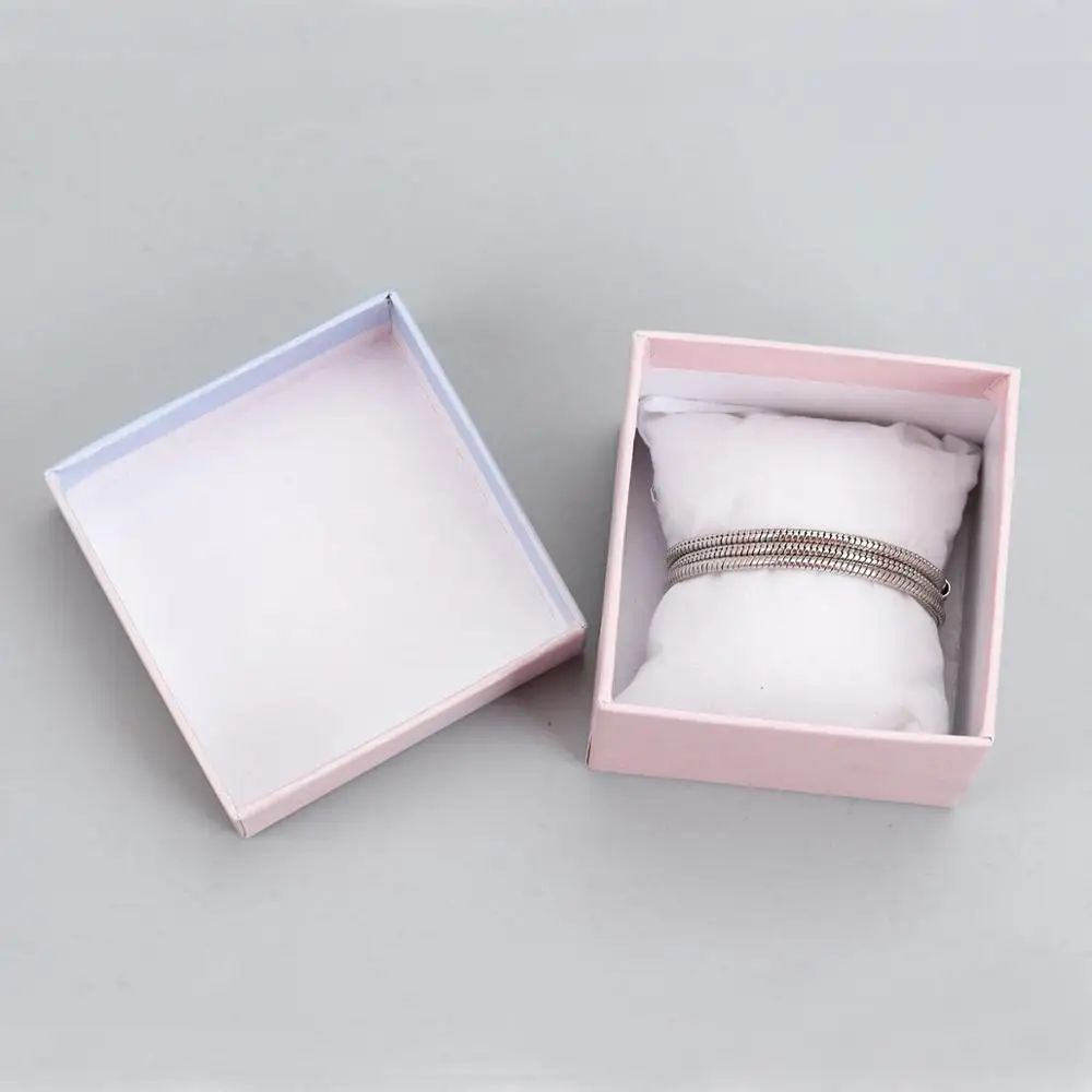 

8Seasons Fashion Paper & Sponge Bracelets Jewelry Gift Boxes Square White/Light Blue & Light Pink Printed English Pattern, 2 PCs