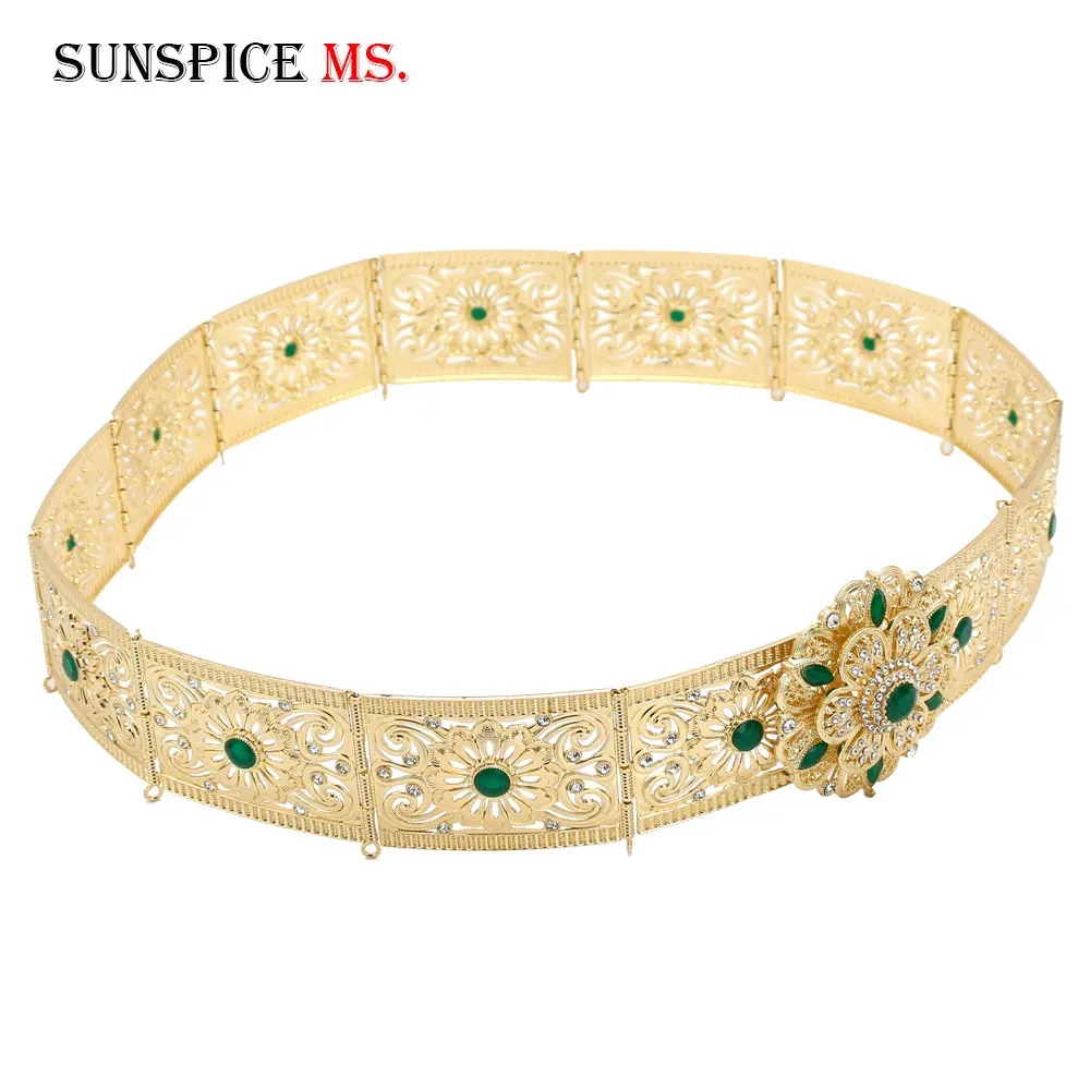 Sunspicems морокканский пояс Caftan ювелирные изделия для женщин Золотой Цвет Красный
