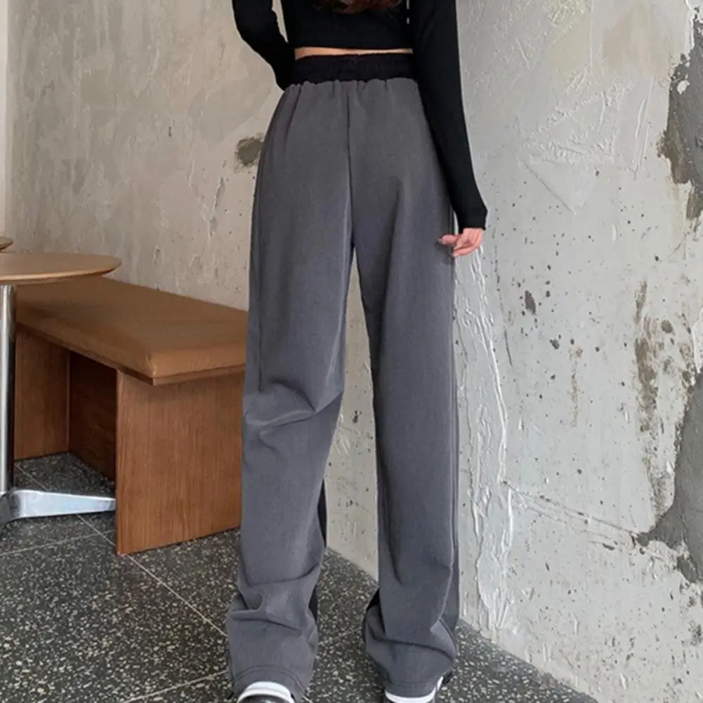

All-Match Comfy Elastic Waist Patchwork Women Trousers for Daily Wear