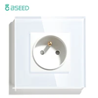 bseed france poland standard single wall socket power plug with white black gloden mirror crystal glass panel 86mm 16a 110v 250v