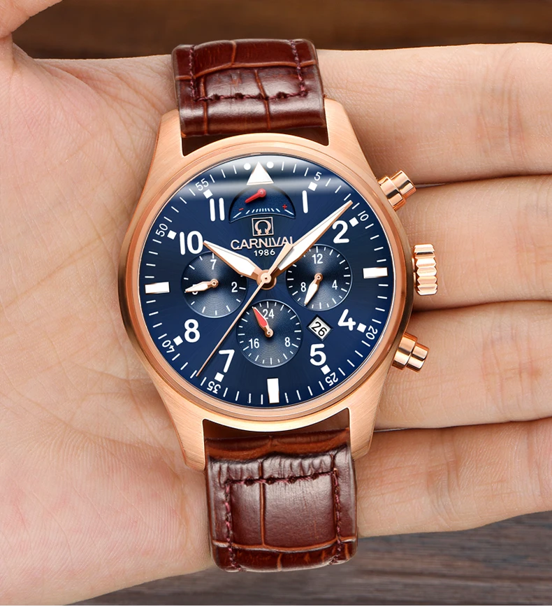 Карнавальный бренд Роскошные мужские часы Япония MIYOTA автоматические механические мужские часы он газ 150 м Водонепроницаемые многофункциональные часы C8675-7