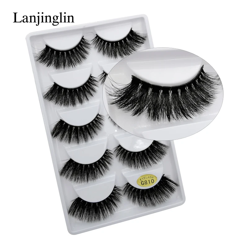 LANJINGLIN 10 коробок/партия норковые ресницы натуральные длинные накладные 100% ручная