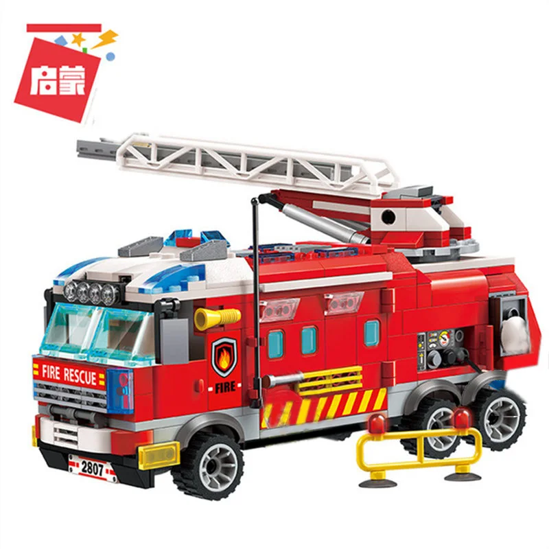 

Enlighten Flame Pioneer of Fire Command Vehicle Helicopter Building Blocks Model Kit Bricks Educational Toys For Children Gift