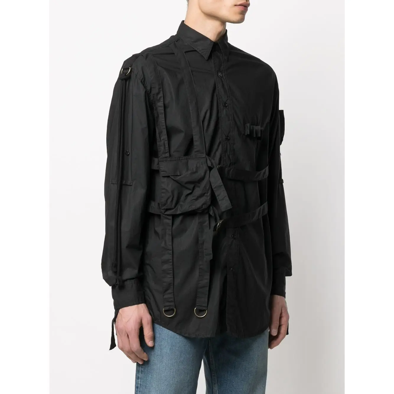 

S-6XL 2021 Новая мужская и женская одежда стилист показать D-кнопка с длинным рукавом Куртка Рубашка размера плюс костюмы