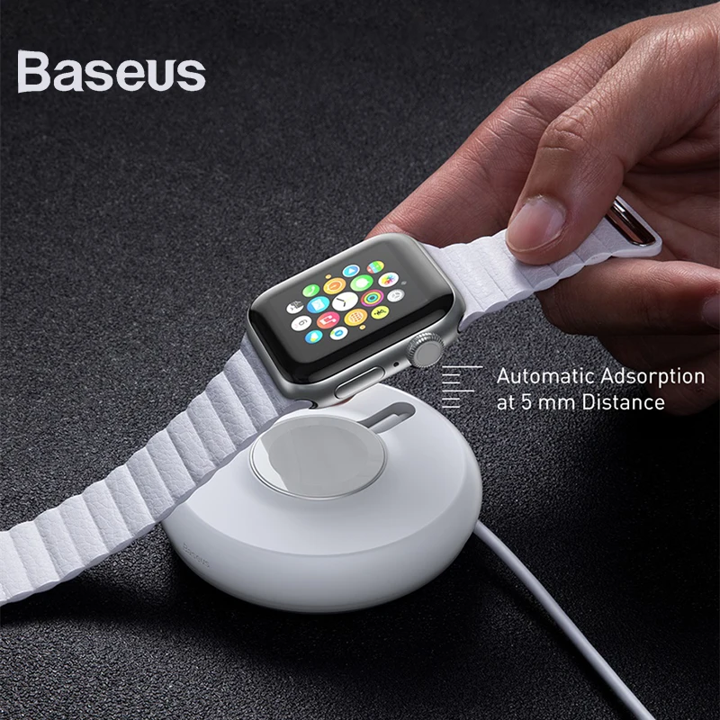 Baseus круглое Беспроводное зарядное устройство для iPhone Watch 4 3 2 1 QI Беспроводное зарядное устройство для Apple Watch Беспроводная зарядка с 1 Измерительный usb-кабель
