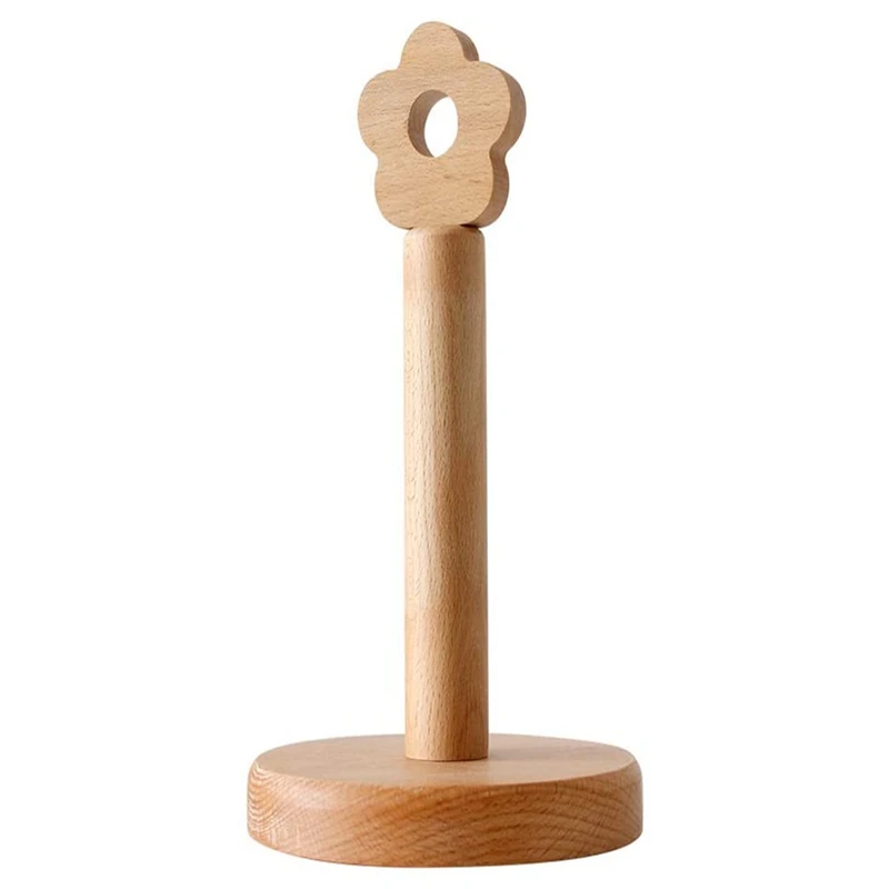 

Beech Wood Paper Roll Holder,Stand Natural Wood Paper Towel Holder for Kitchen,Bathroom&Living Room(Flower)