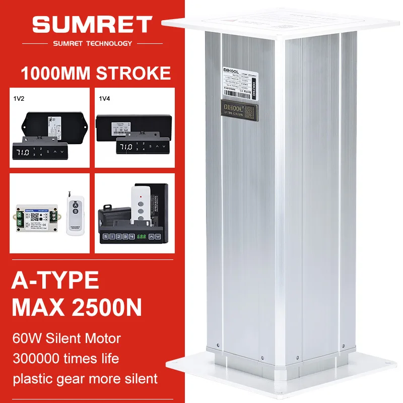 

1000mm Stroke Lifting Column Table 12V 24V For Adjustable Height Desk 1/2/3/4 PCS Lift Synchronize Control 433mhz RF eWelink APP