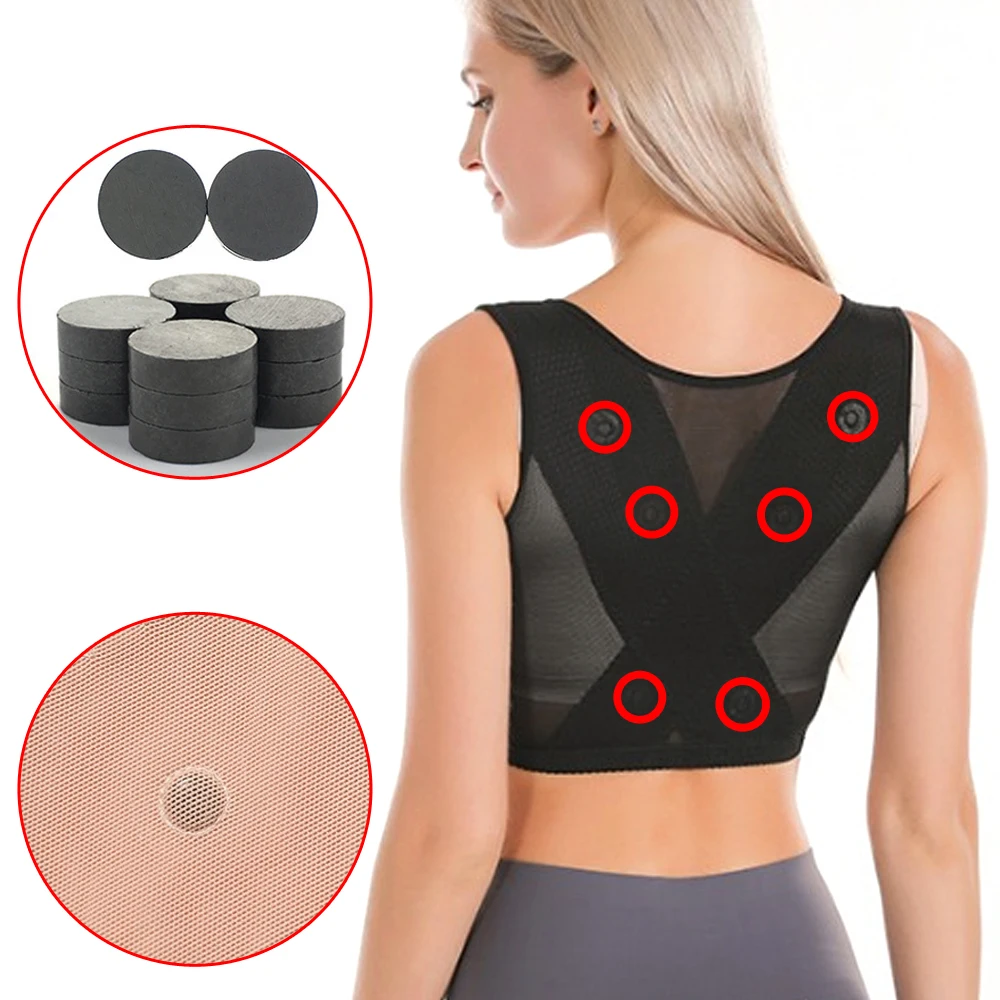 

Magnetic Therapy Orthopedic Corset Back Brace Posture Corrector Belt Shoulder Chest Back Support Strap Relieve Fatigue Women