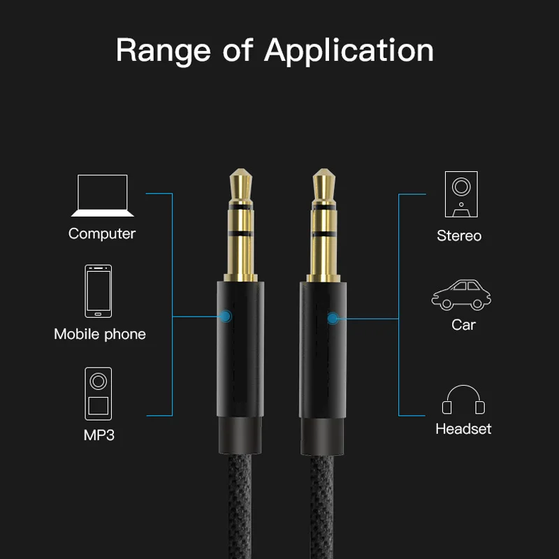 

OSEVPORF 3.5 Jack Audio Cable Jack Gold Plated Alloy + Braided Nylon Car Aux Cable for iPod Huawei P20 Samsung S10 Audio Line