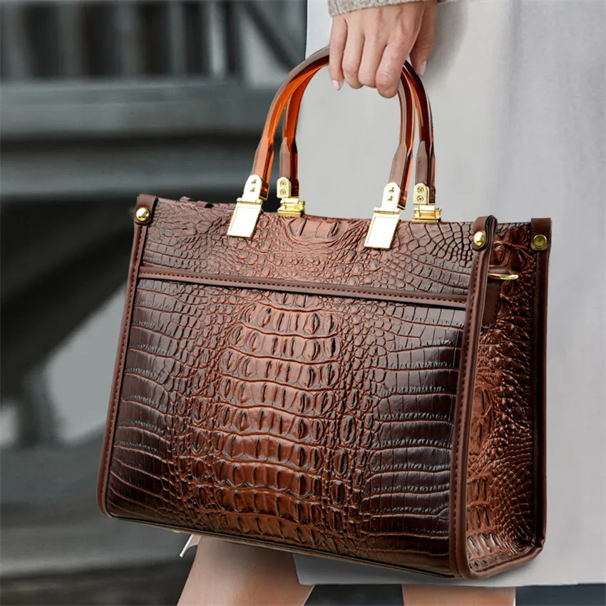 

Fashion Designer Handbag Ladies Crocodile Pattern Shoulder Bag Simple High Quality Diagonal Large Capacity Sac Femme Luxe Bolsos