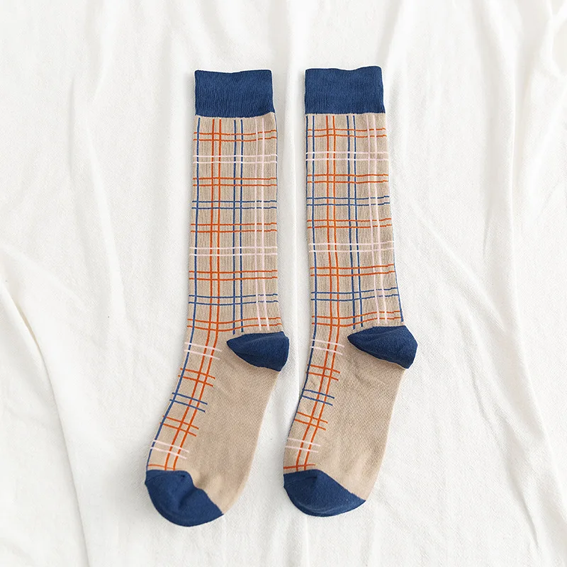 

Plaid Sock Women Patchwork Girl Socks Movement Simplicity Sox Trend Absorb Sweat Happy Breathable Multicolor Japanese Skarpetki