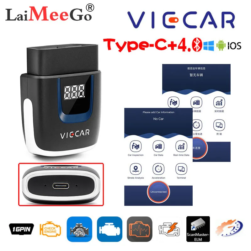 Viecar ELM 327 V2.2 считыватель кодов OBD2 Bluetooth 4 0 USB для Android/IOS сканер ELM327 OBD 2 II
