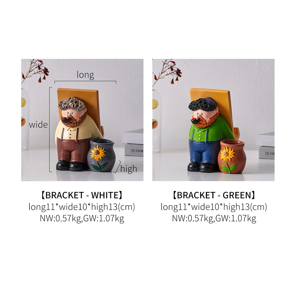 

Nordic Artist Stand Home Decorations Mobile Phone Holder Figurines Van Gogh Sunflower Resin Modern Living Room Decoration Crafts