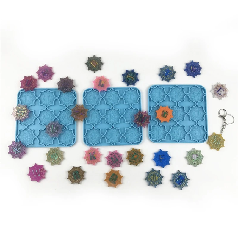 

3 Pcs Alphabet Mandala Phone Sticker Decorations Epoxy Resin Mold Keychain Badge Silicone Mould DIY Crafts Jewelry Mold