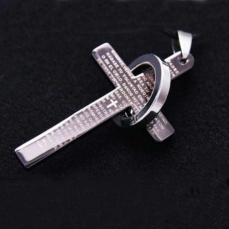 Circle silver Христианский Иисус один Титан подвеска в виде Креста для ожерелья женщин нержавеющая сталь Золото Серебро Черный молитва чокер мужские ювелирные изделия - Окраска металла: Circle silver