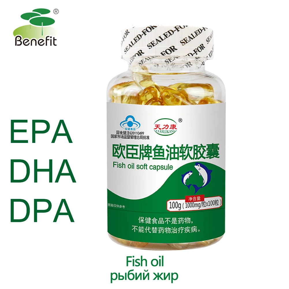 Натуральное Рыбное масло Омега 3 с добавками EPA + DHA Softgel 1000 мг * 100 поддержка