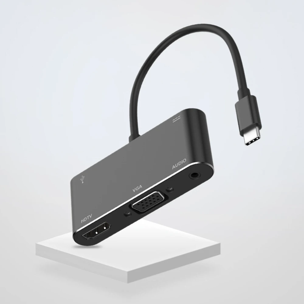 5 в 1 USB-C type-C к HDMI/VGA/USB/PD концентратор адаптер VGA кабель аудио USB 3,0 PD конвертер лот для ноутбука