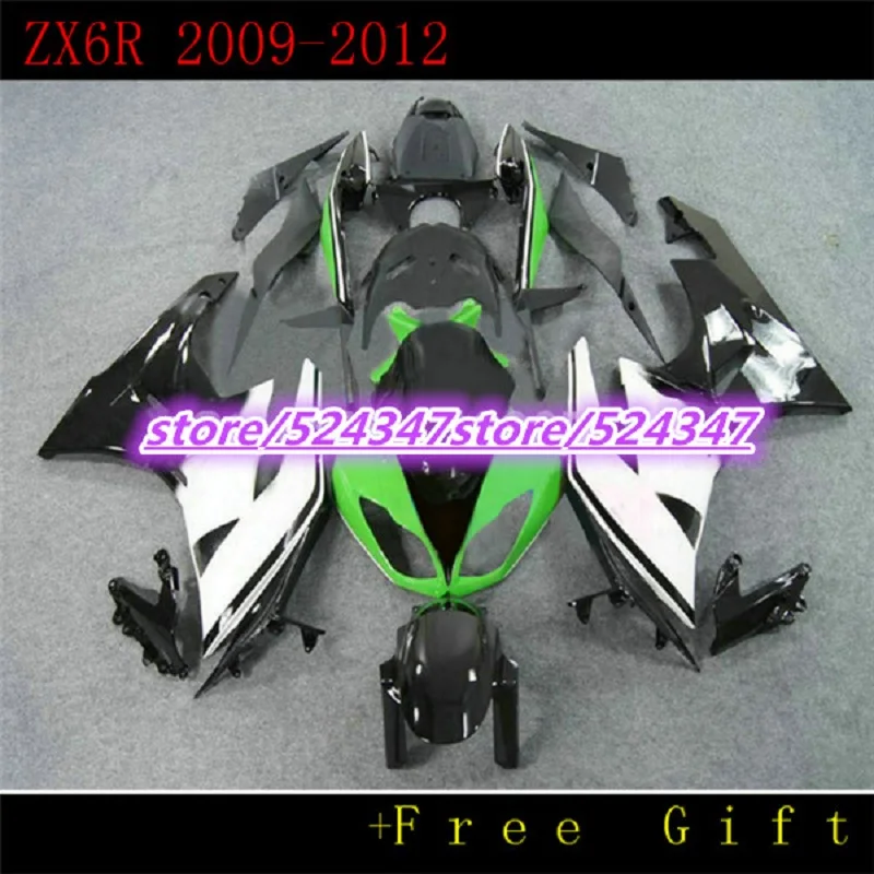 

Fairing kits for Kawasaki ZX 6R 2009 2010 2011 2012 NINJA zx6r 09-12 black white green ABS plastic motorcycle aftermarekt fairi