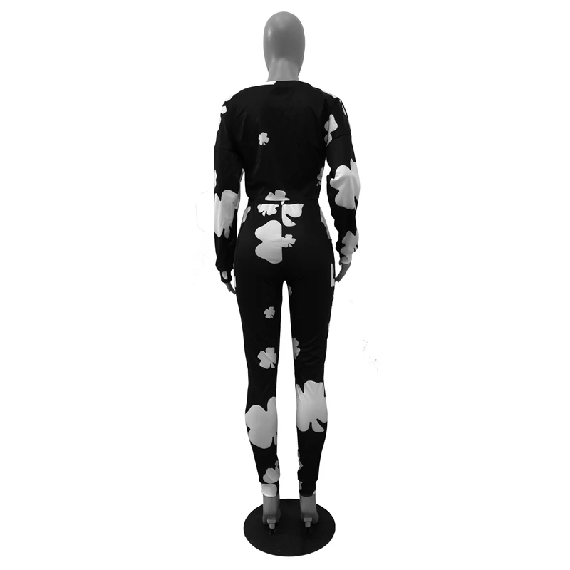

ZKYZWX Aesthetic Two Piece Outfits for Women O-neck Long Sleeve Crop Tops Sexy Pencil Pants Jogger Lounge Wear Matching Sets